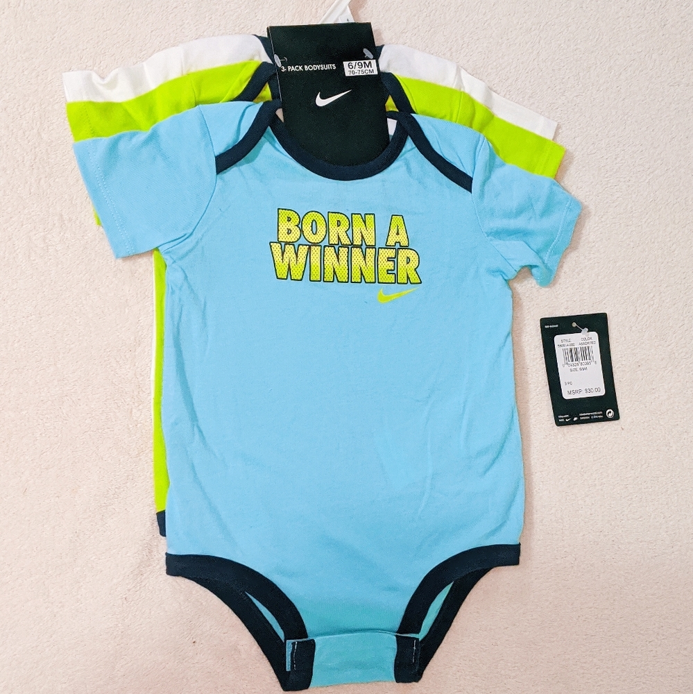 NWT - 3 NIKE baby boy bodysuit onesies - 6-9 mo